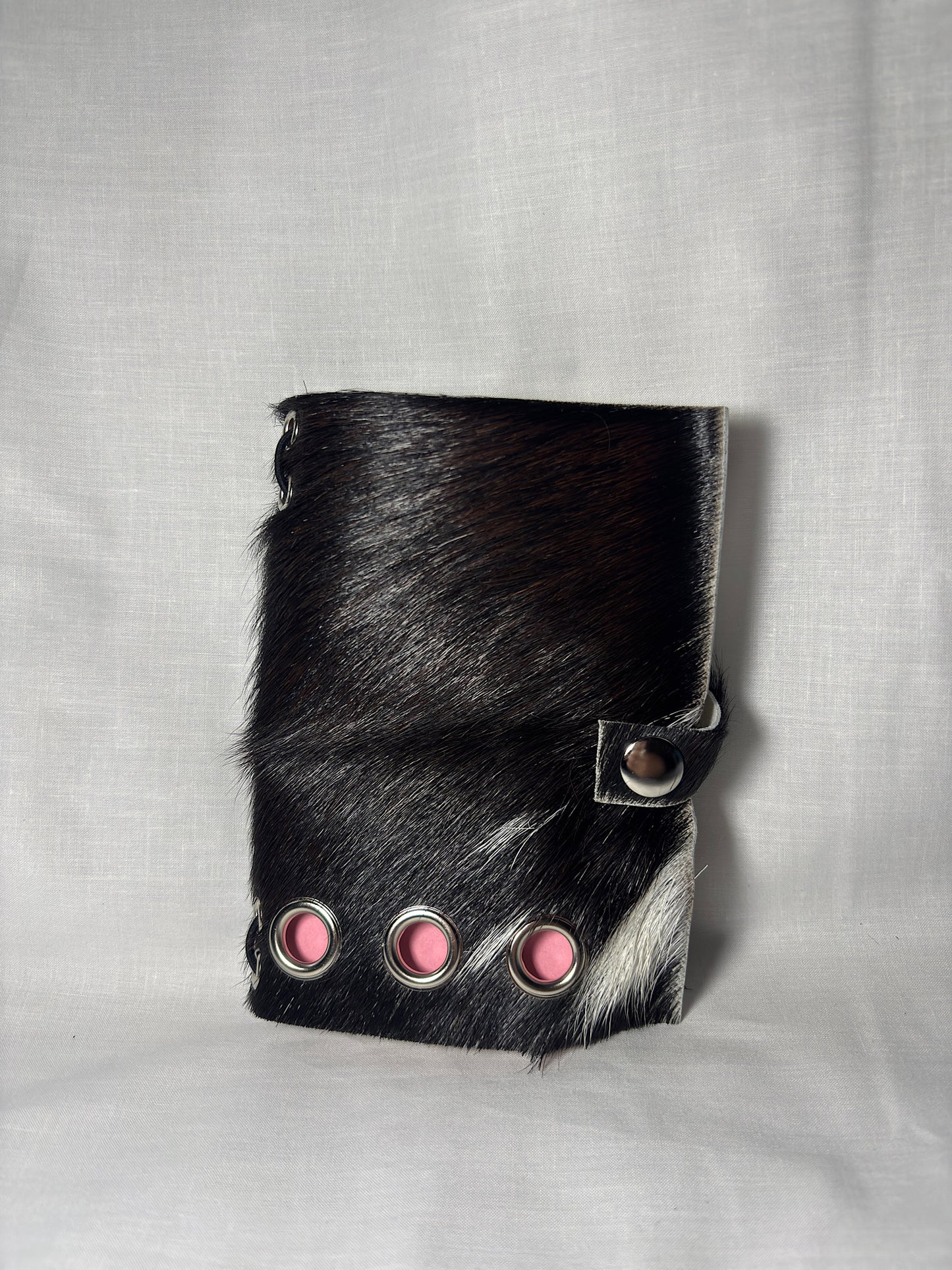 Black / Brown and White Hair-On Leather A6 Bifold Journal