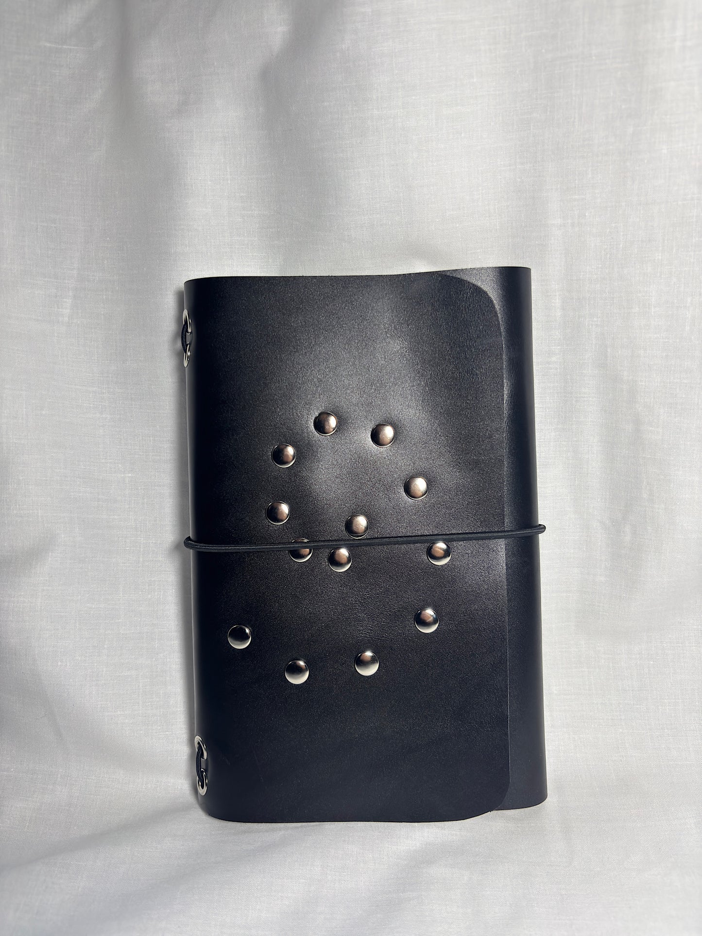 Studded Black Leather A5 Trifold Journal