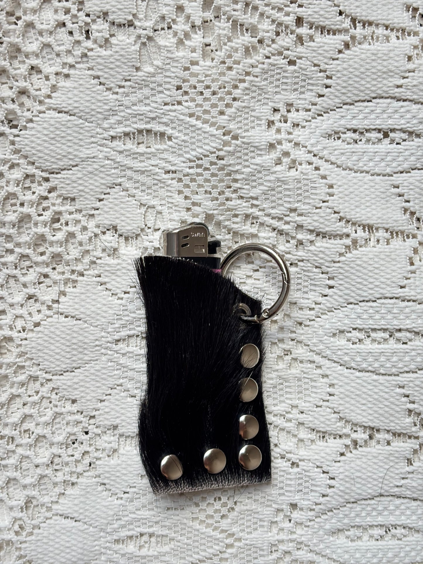 Leather lighter / lipstick keychain