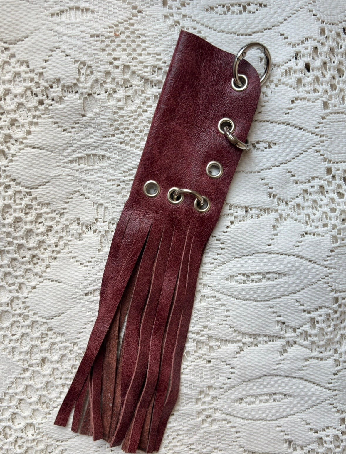 Leather lighter / lipstick keychain bag charm