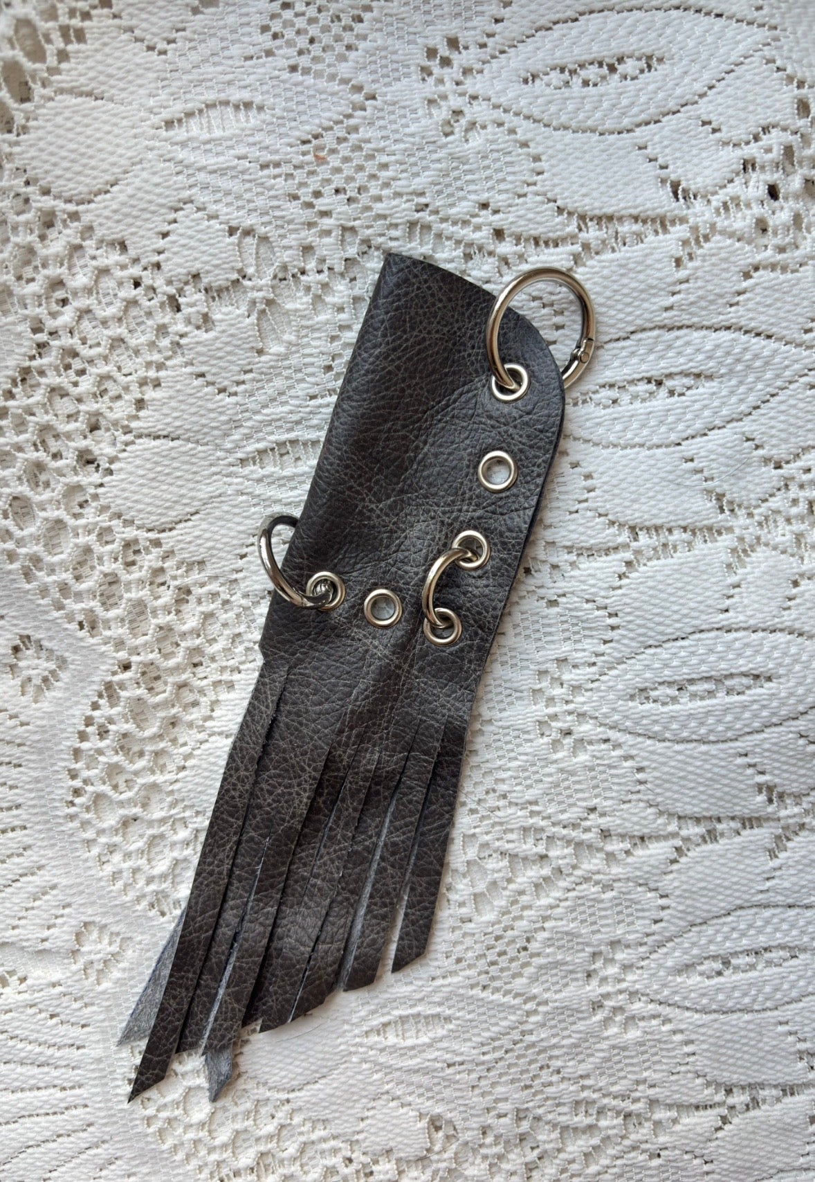 Leather lighter / lipstick keychain bag charm
