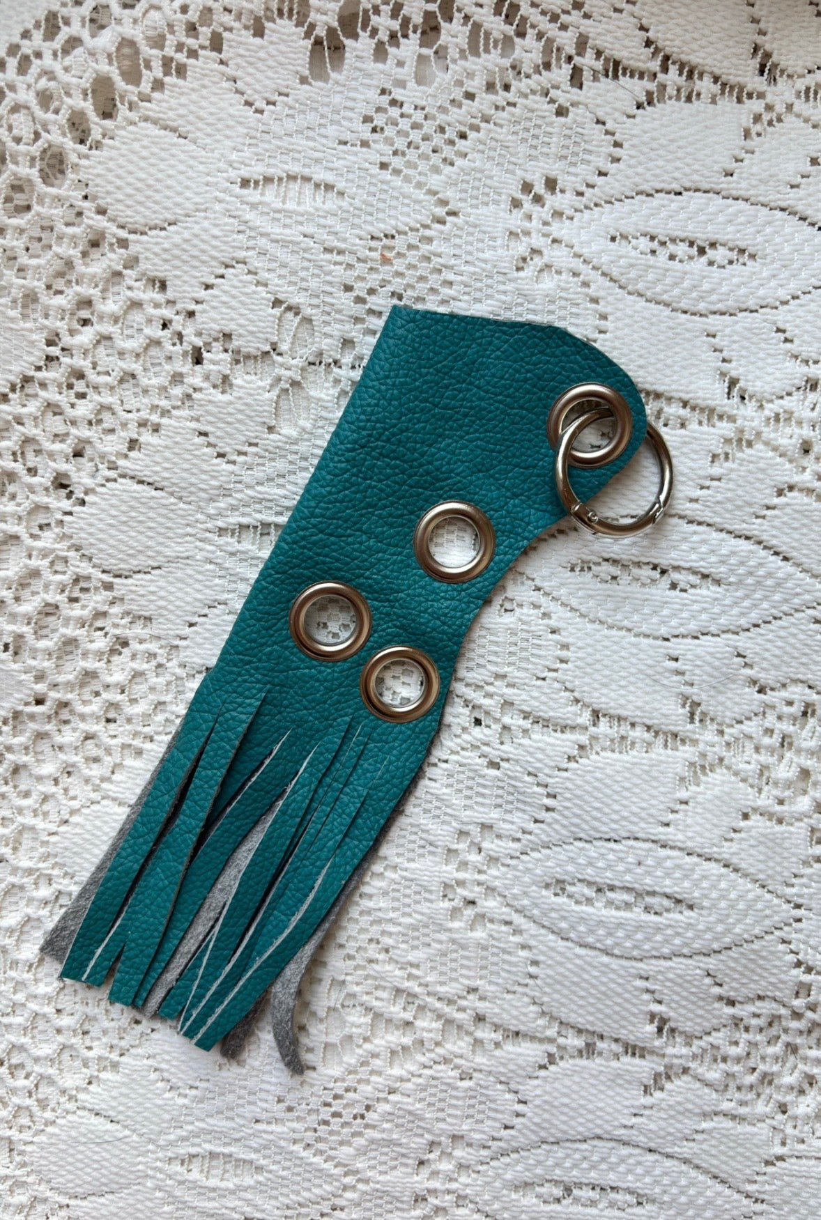 Leather lighter / lipstick keychain bag charm