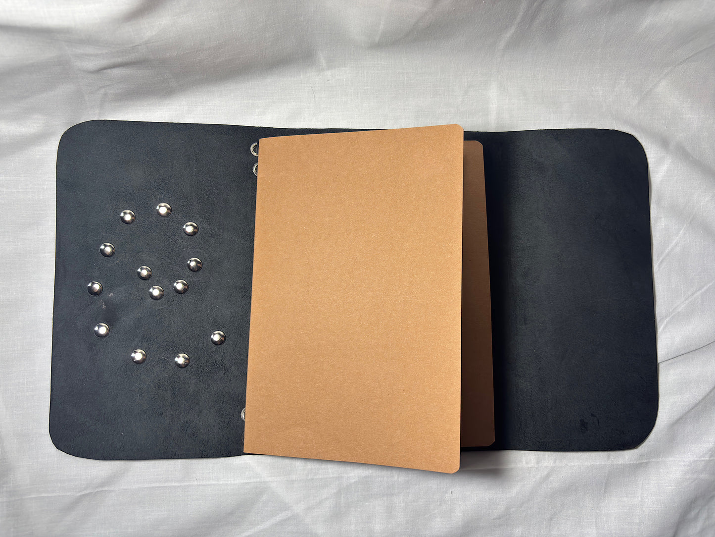 Studded Black Leather A5 Trifold Journal