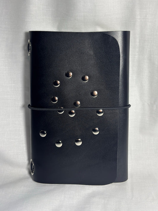 Studded Black Leather A5 Trifold Journal