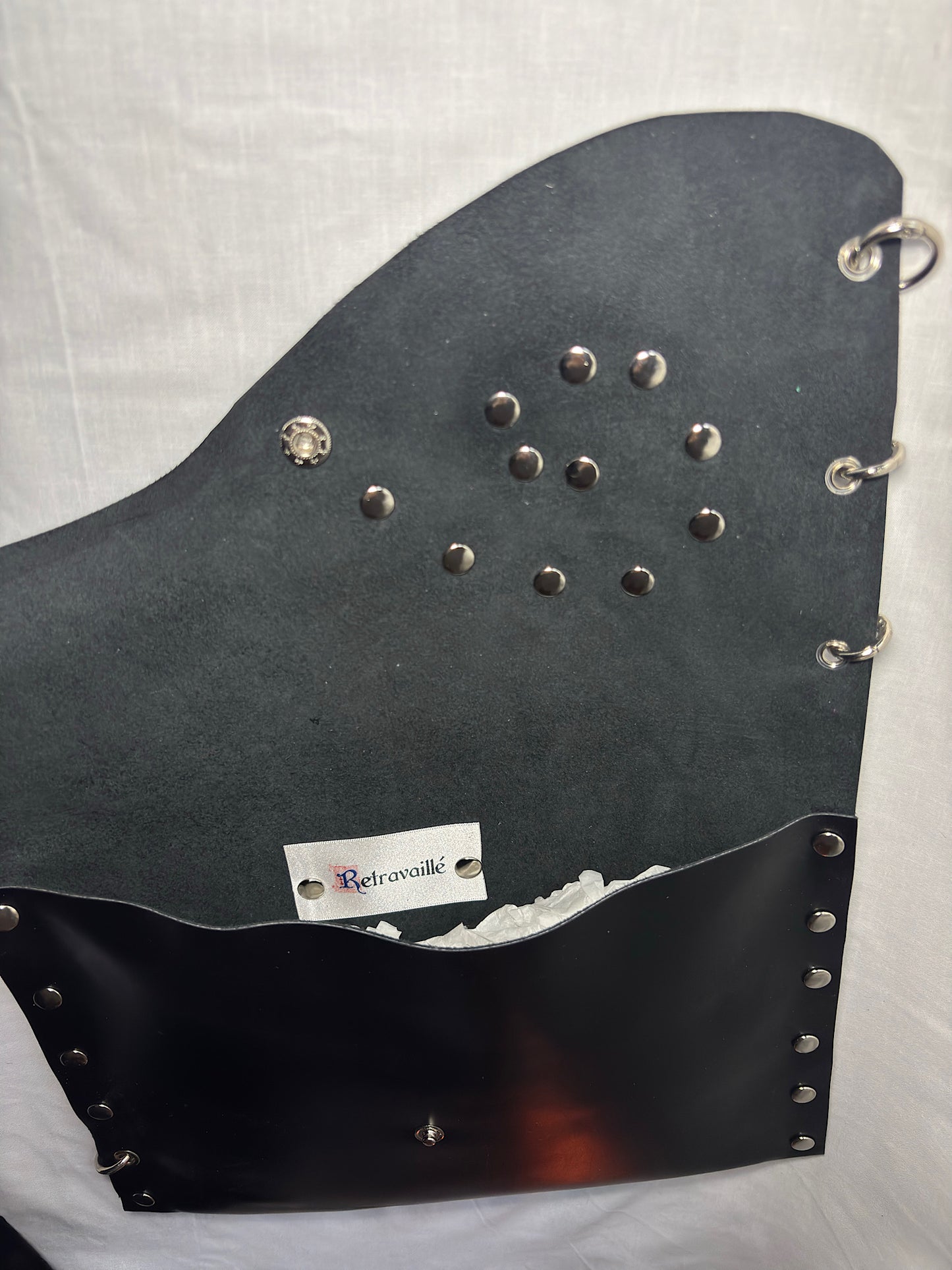 Black Studded Leather Clutch Bag