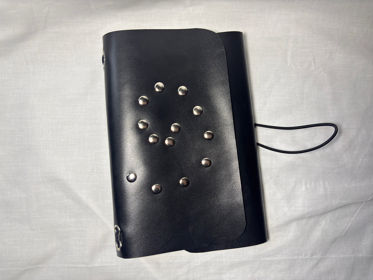 Studded Black Leather A5 Trifold Journal