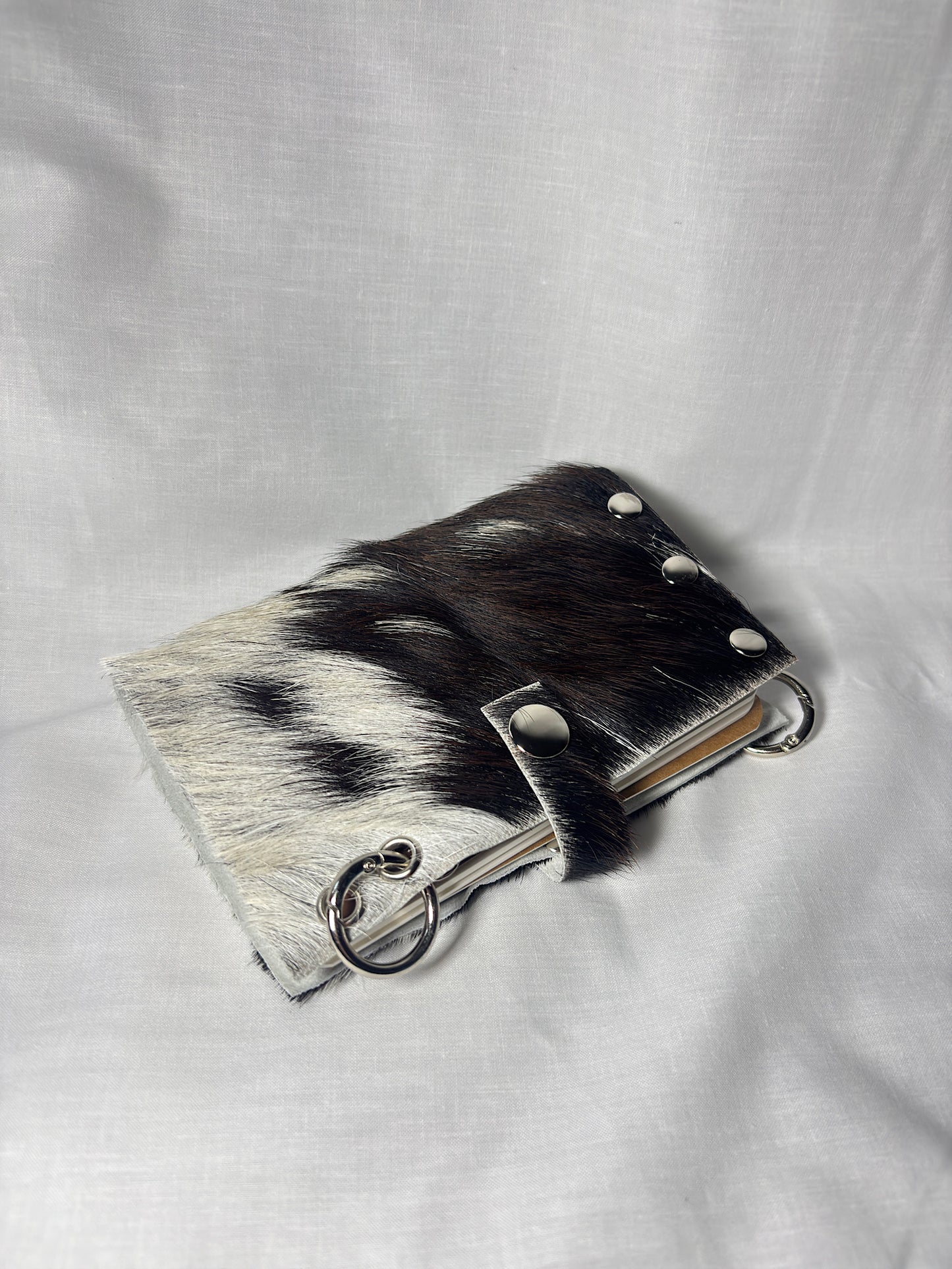A6 Black/Brown & White Hair-On Leather Journal