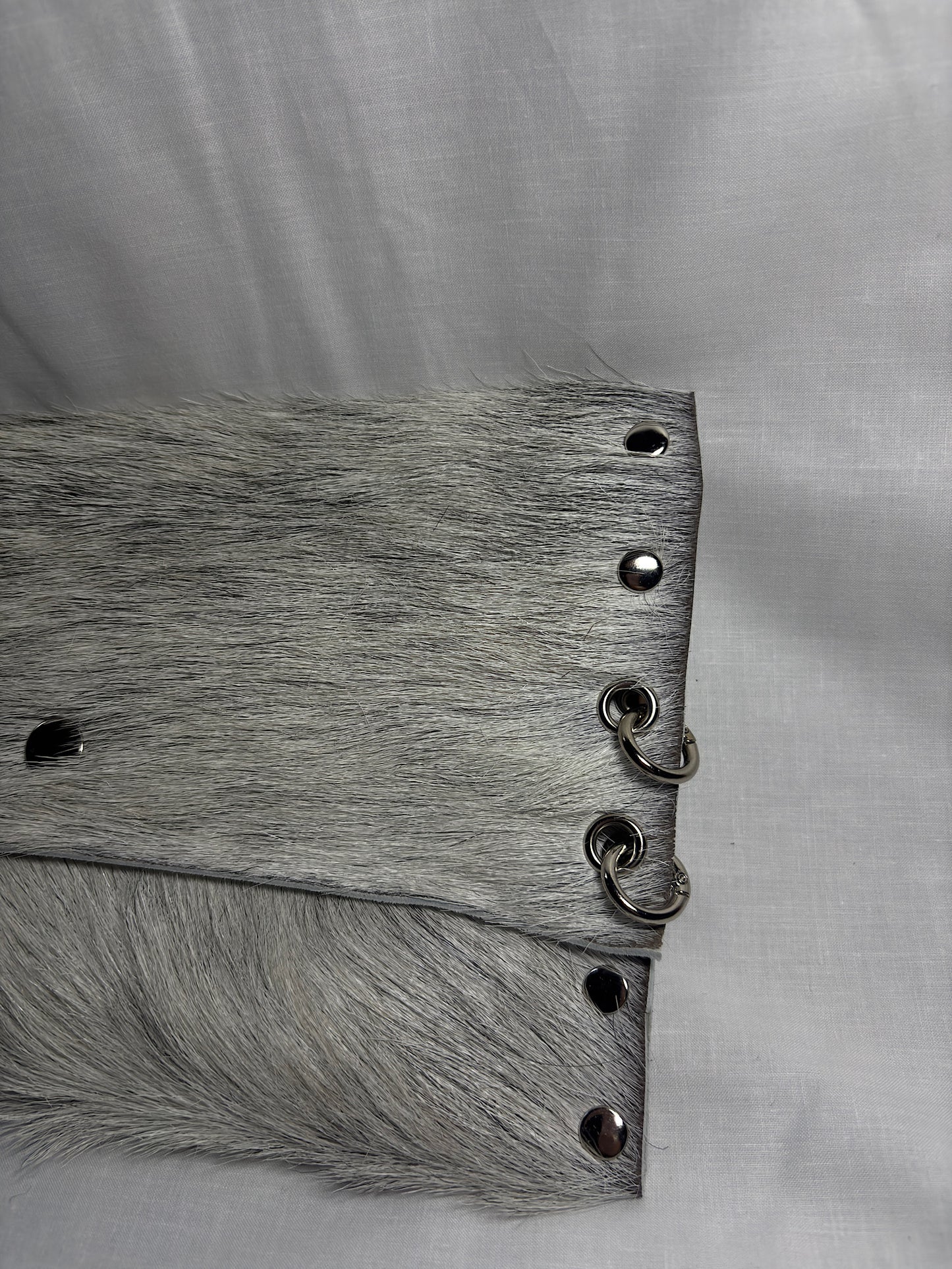 White and Grey Hair-On Leather Clutch Bag