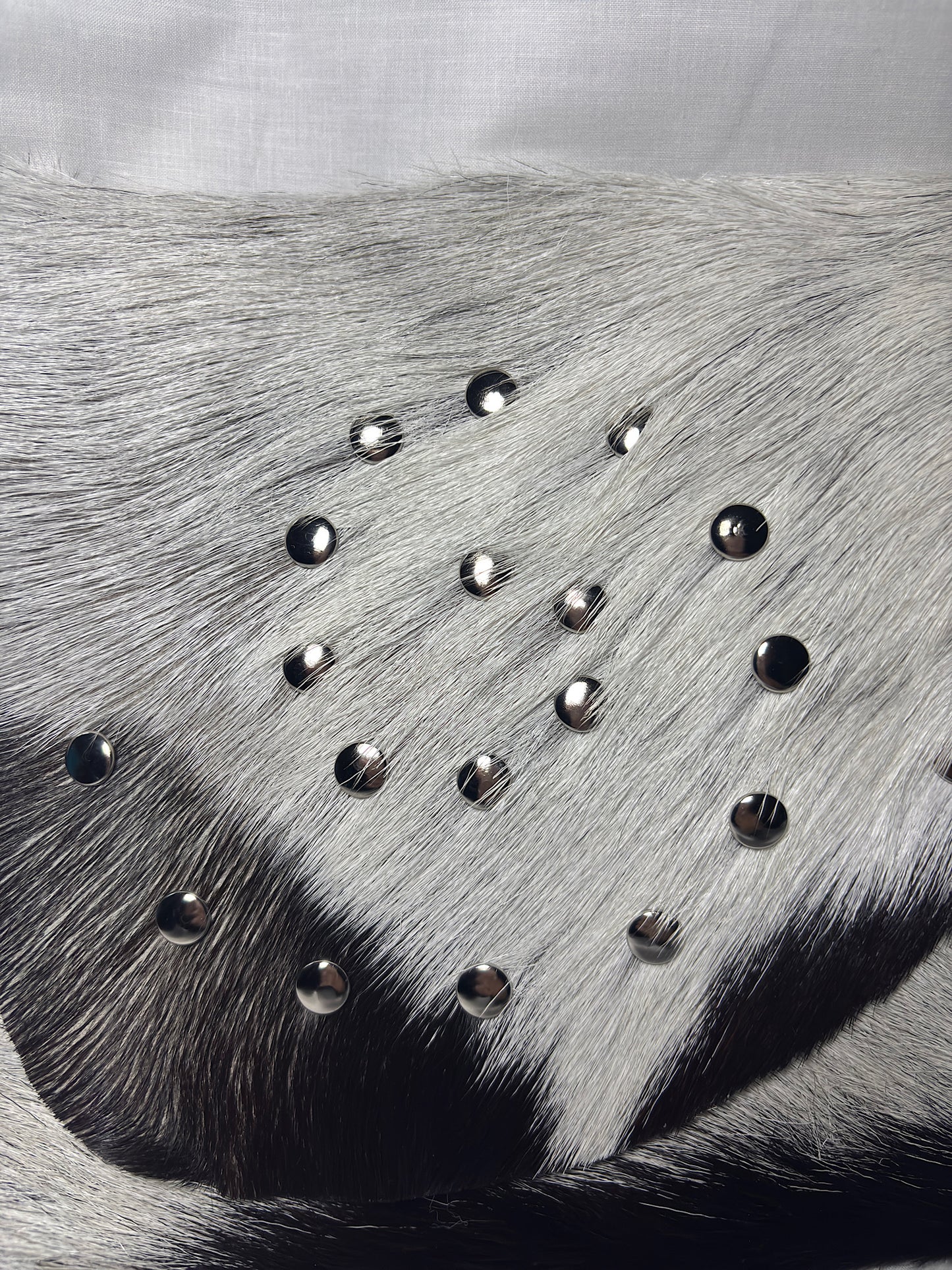 Black and White Hair-On Leather Studded Clutch Bag
