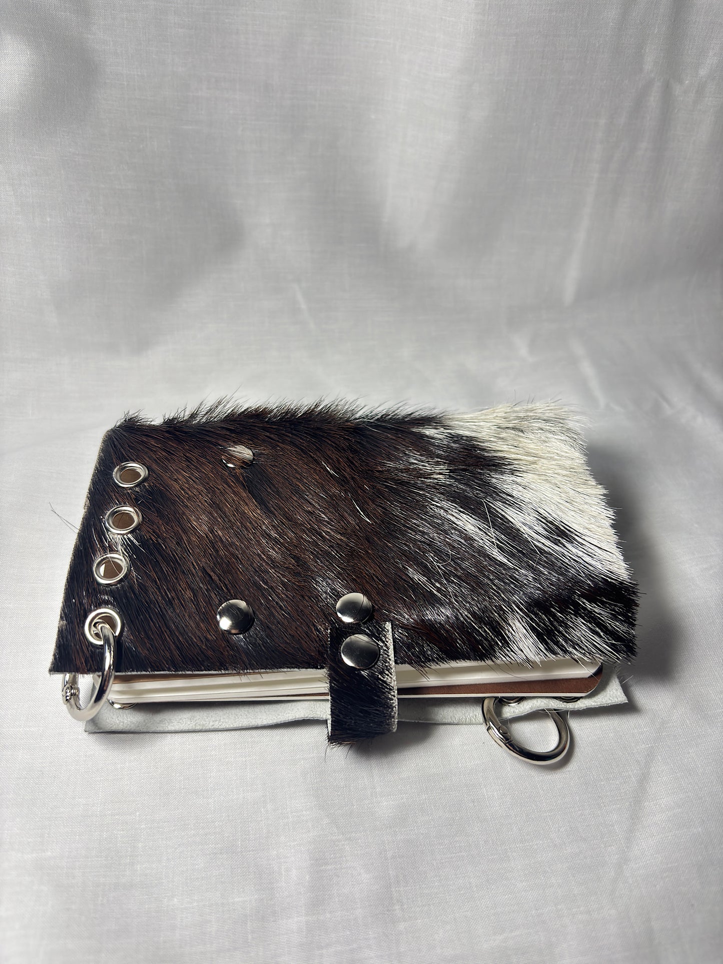 A6 Black/Brown & White Hair-On Leather Journal