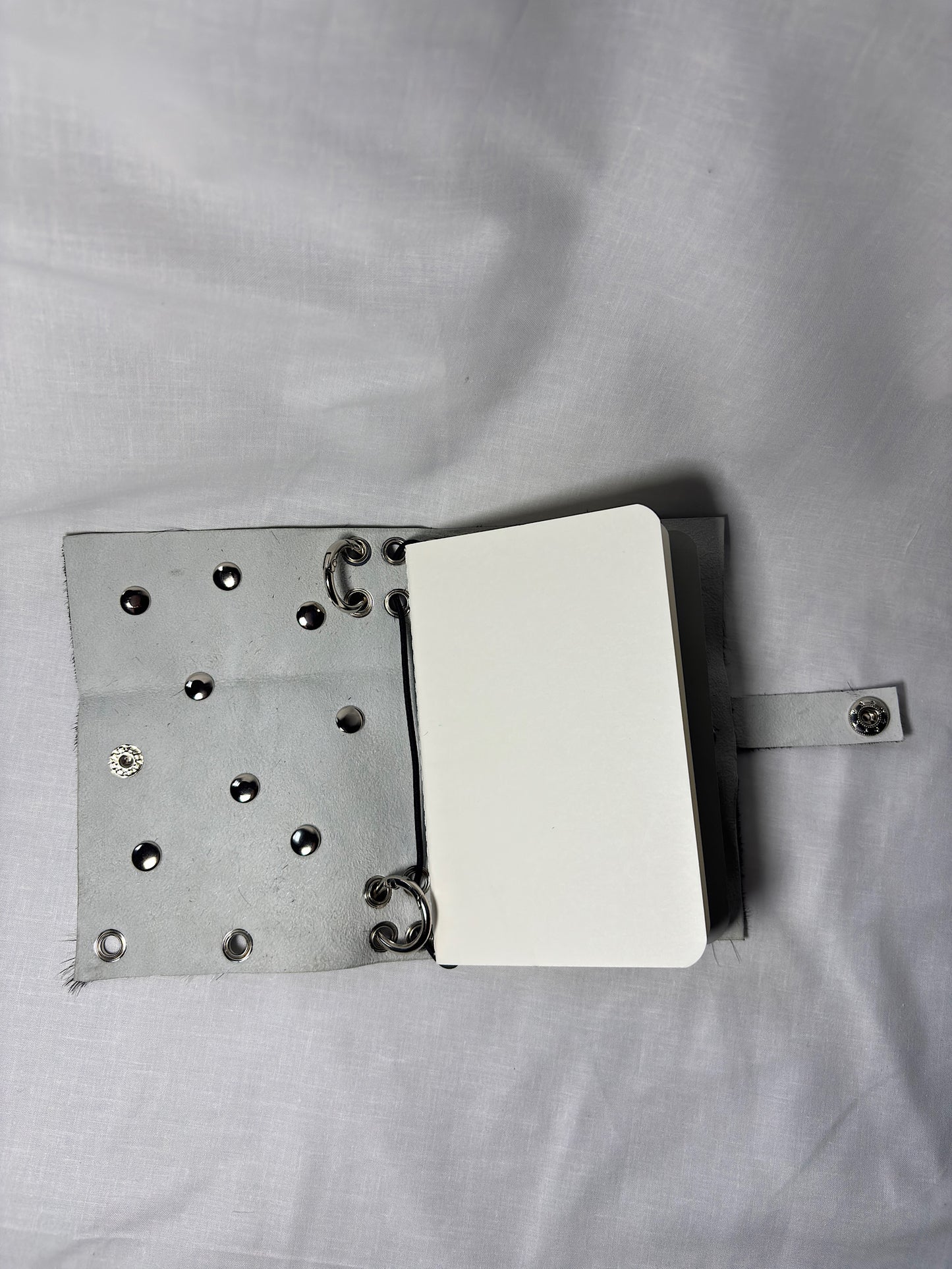 Black and White Hair-On Studded Leather A6 Bifold Journal