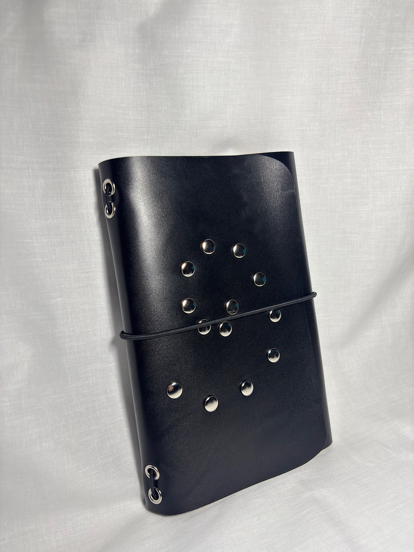 Studded Black Leather A5 Trifold Journal