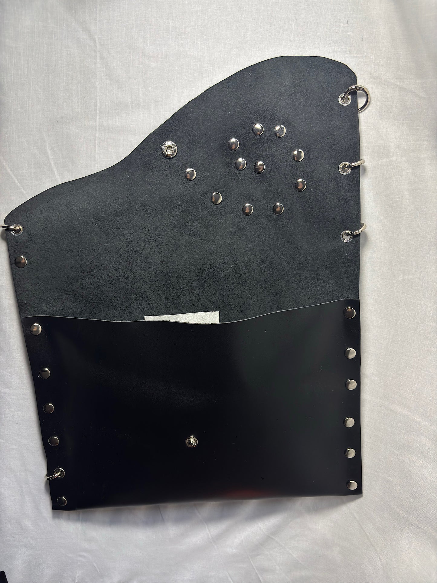 Black Studded Leather Clutch Bag