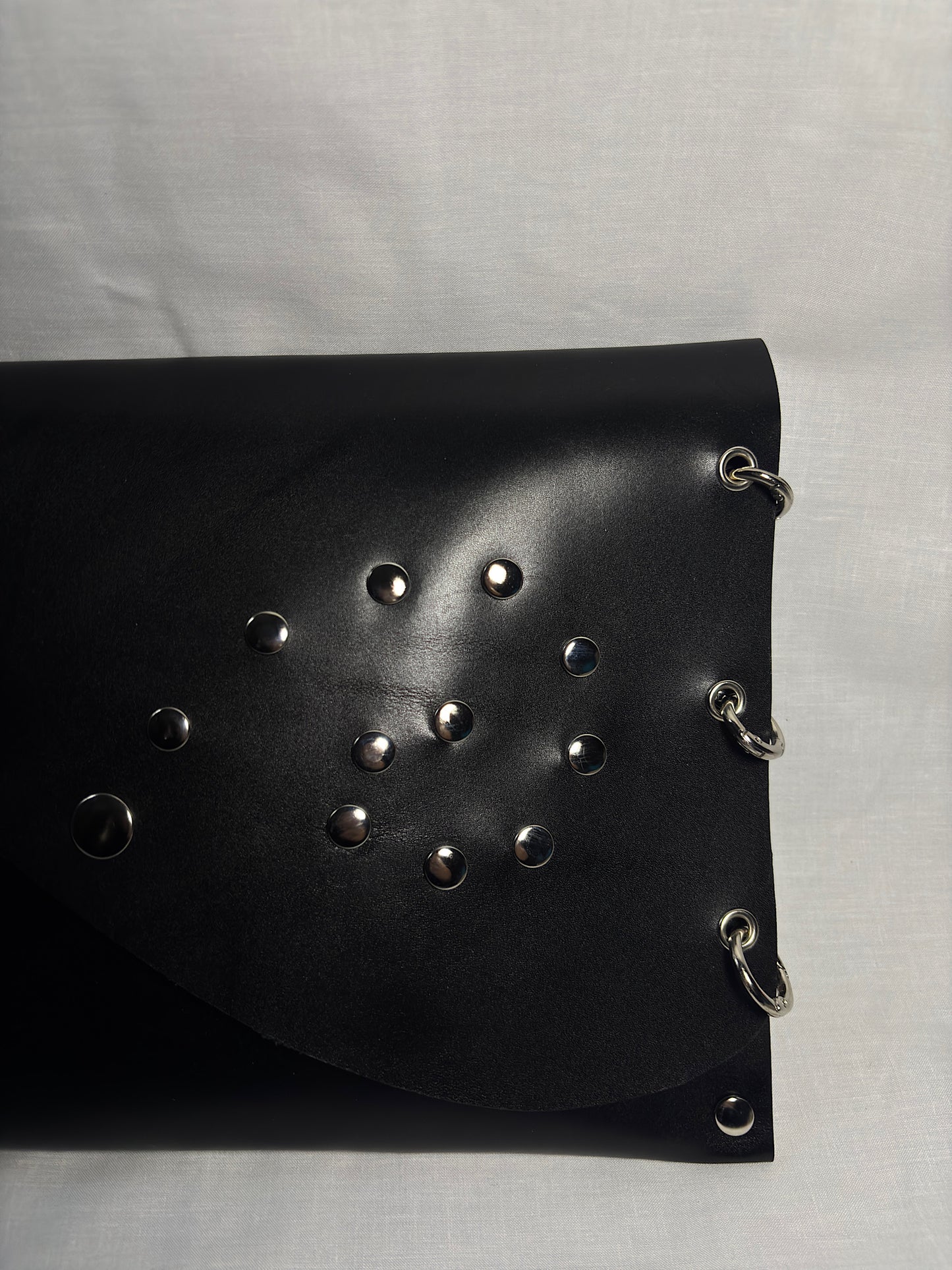 Black Studded Leather Clutch Bag