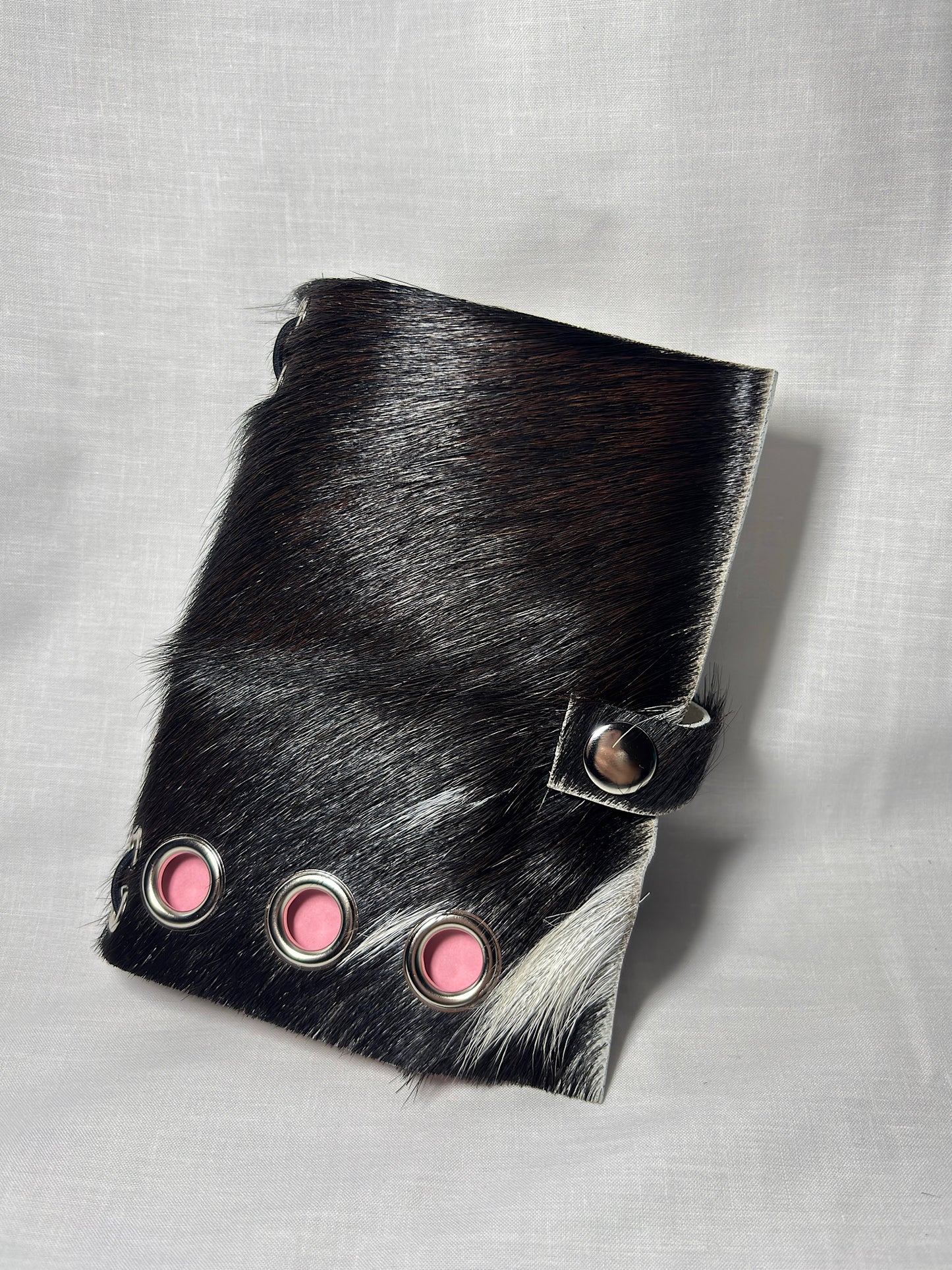 Black / Brown and White Hair-On Leather A6 Bifold Journal
