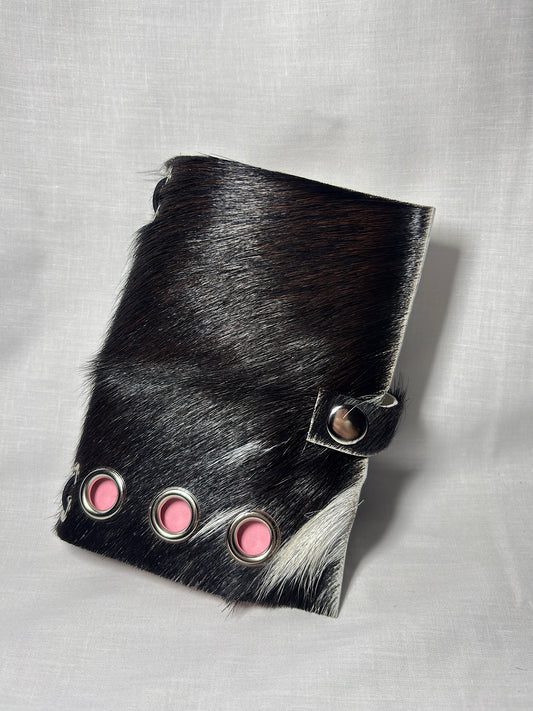Black / Brown and White Hair-On Leather A6 Bifold Journal
