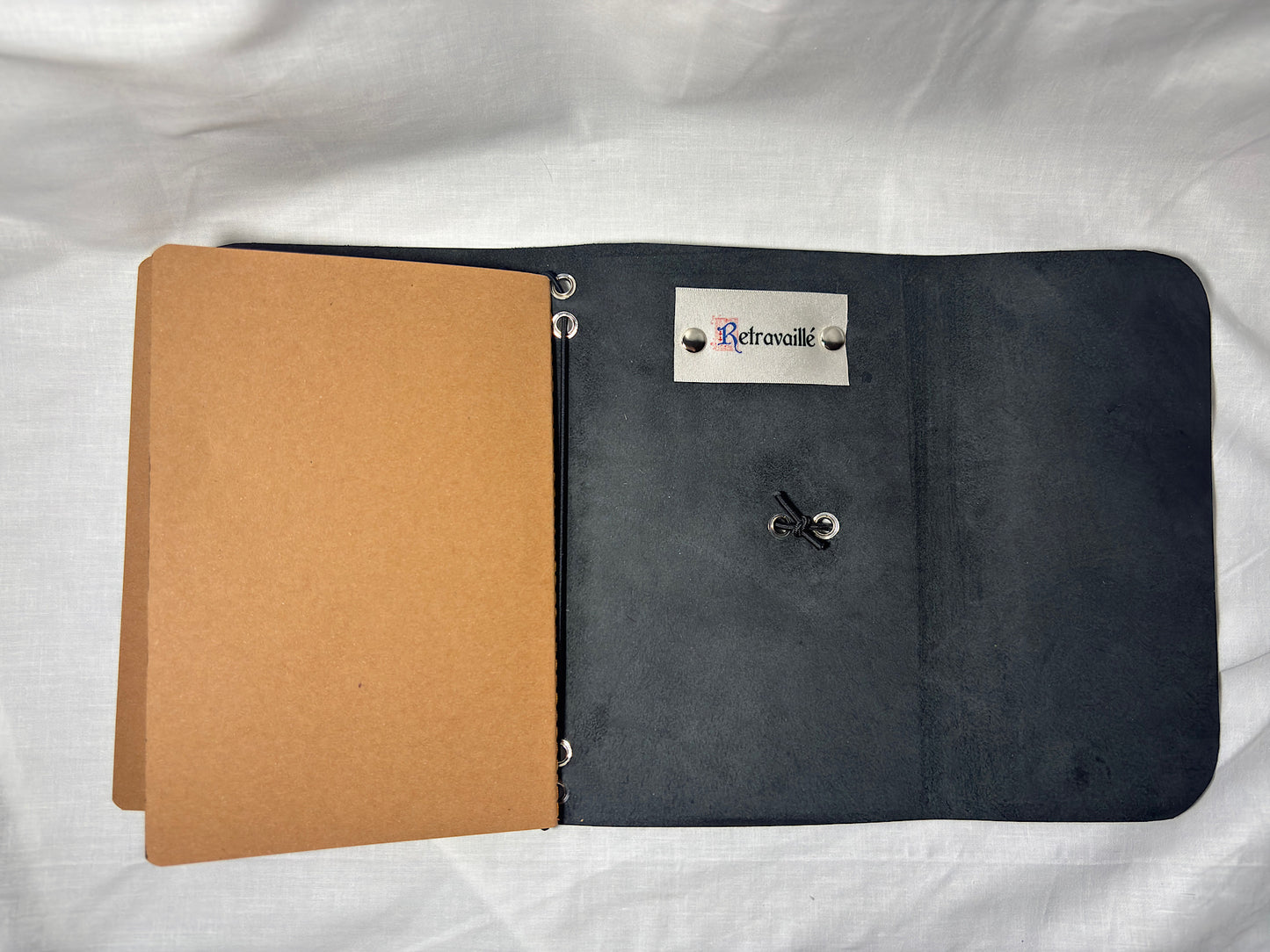 Studded Black Leather A5 Trifold Journal