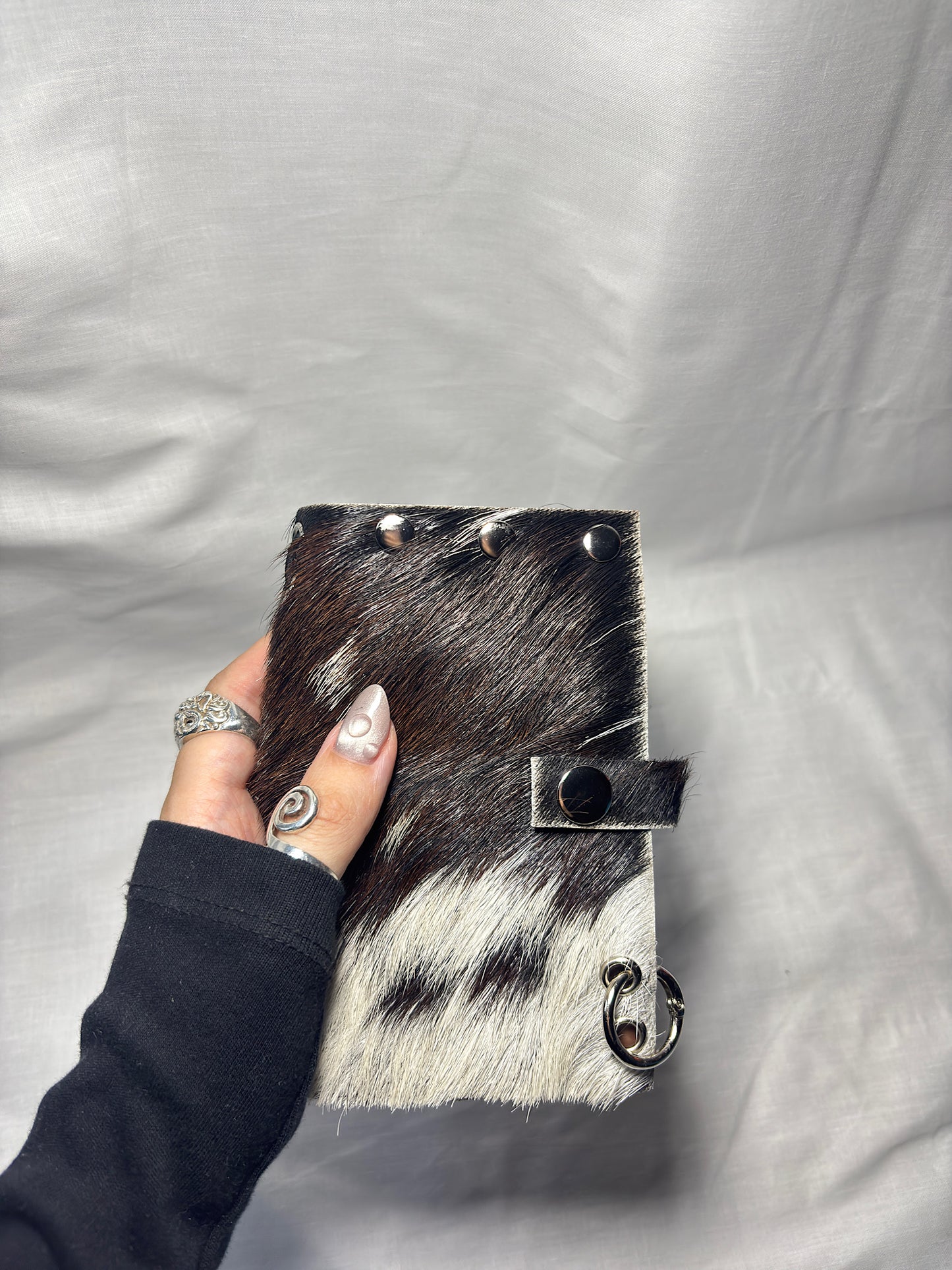 A6 Black/Brown & White Hair-On Leather Journal