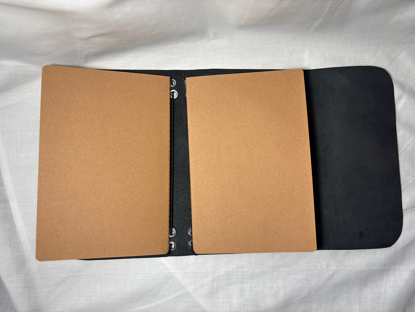 Studded Black Leather A5 Trifold Journal