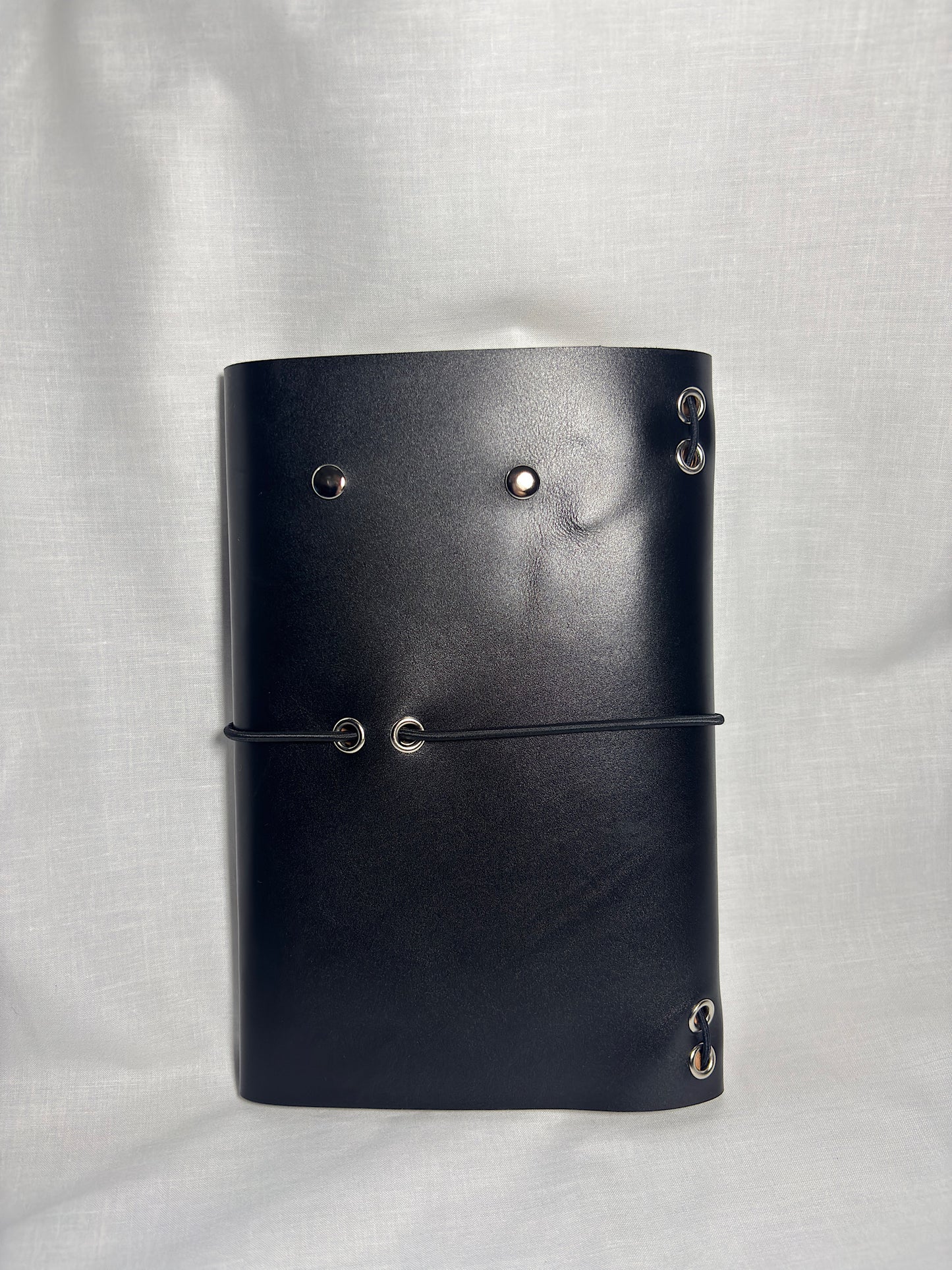 Studded Black Leather A5 Trifold Journal