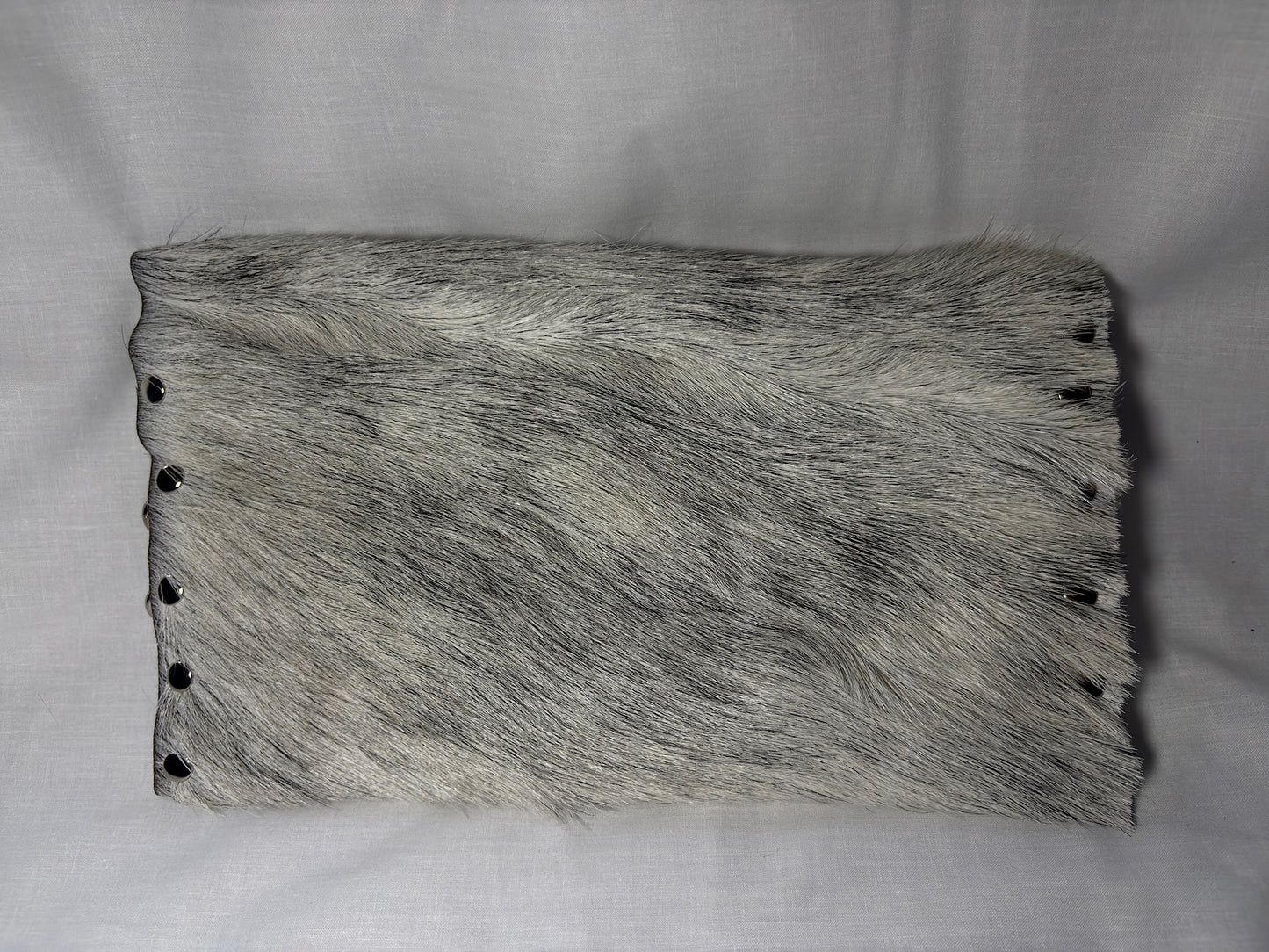 White and Grey Hair-On Leather Clutch Bag