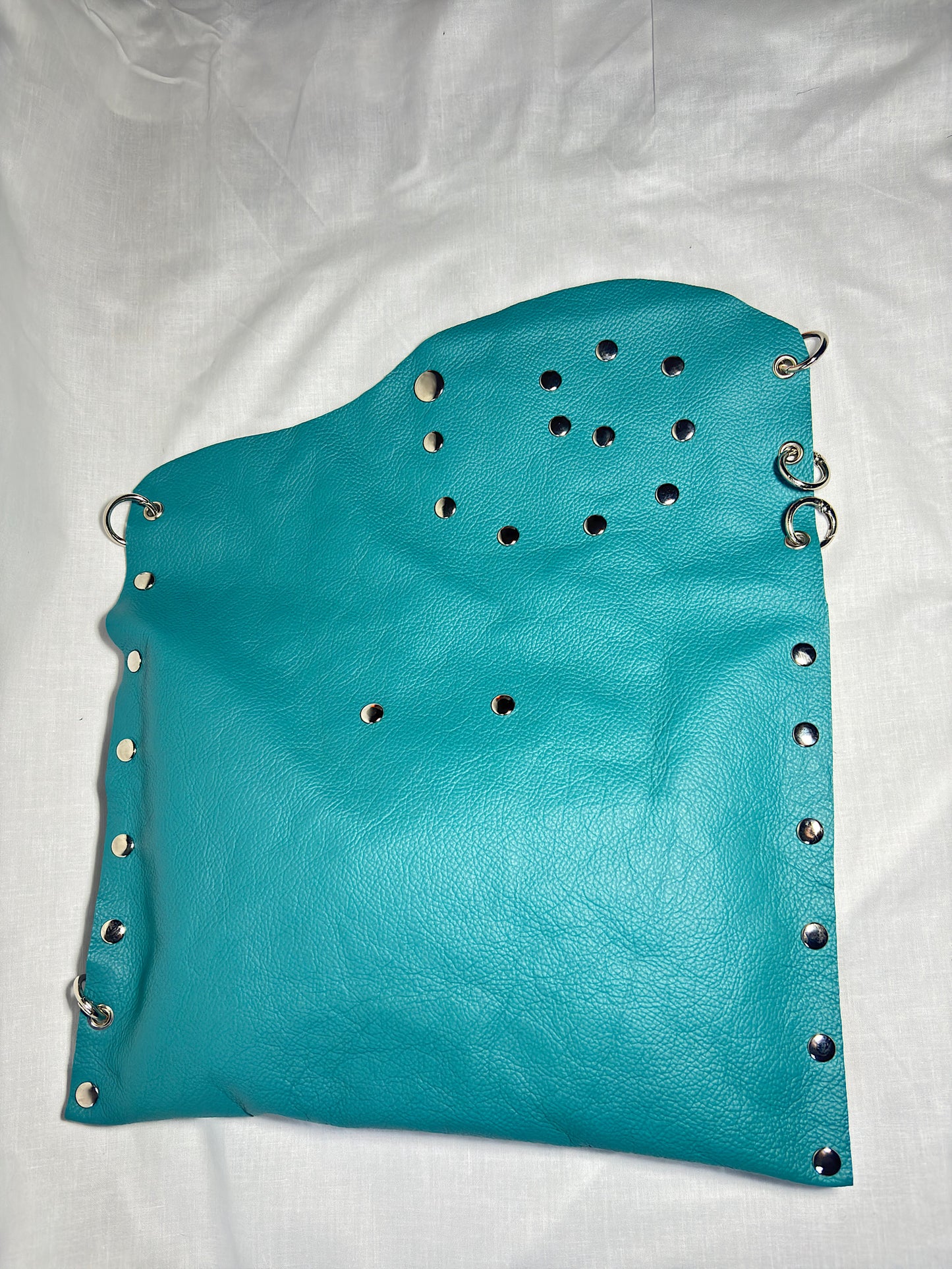 Turquoise Leather Studded Clutch Bag – One-of-a-Kind