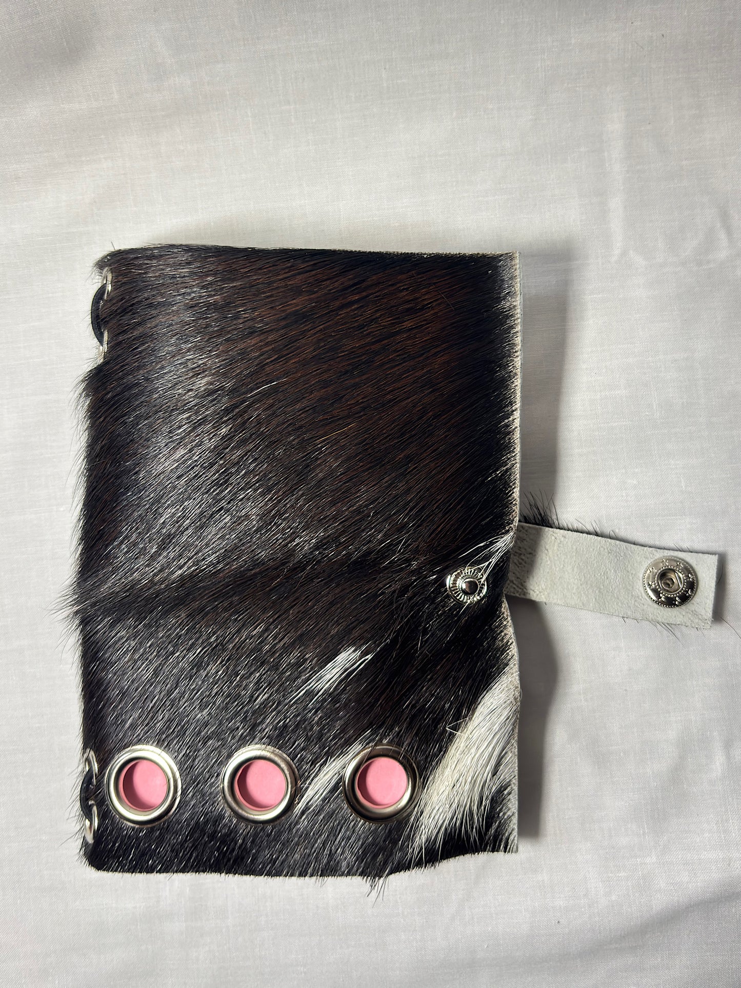 Black / Brown and White Hair-On Leather A6 Bifold Journal