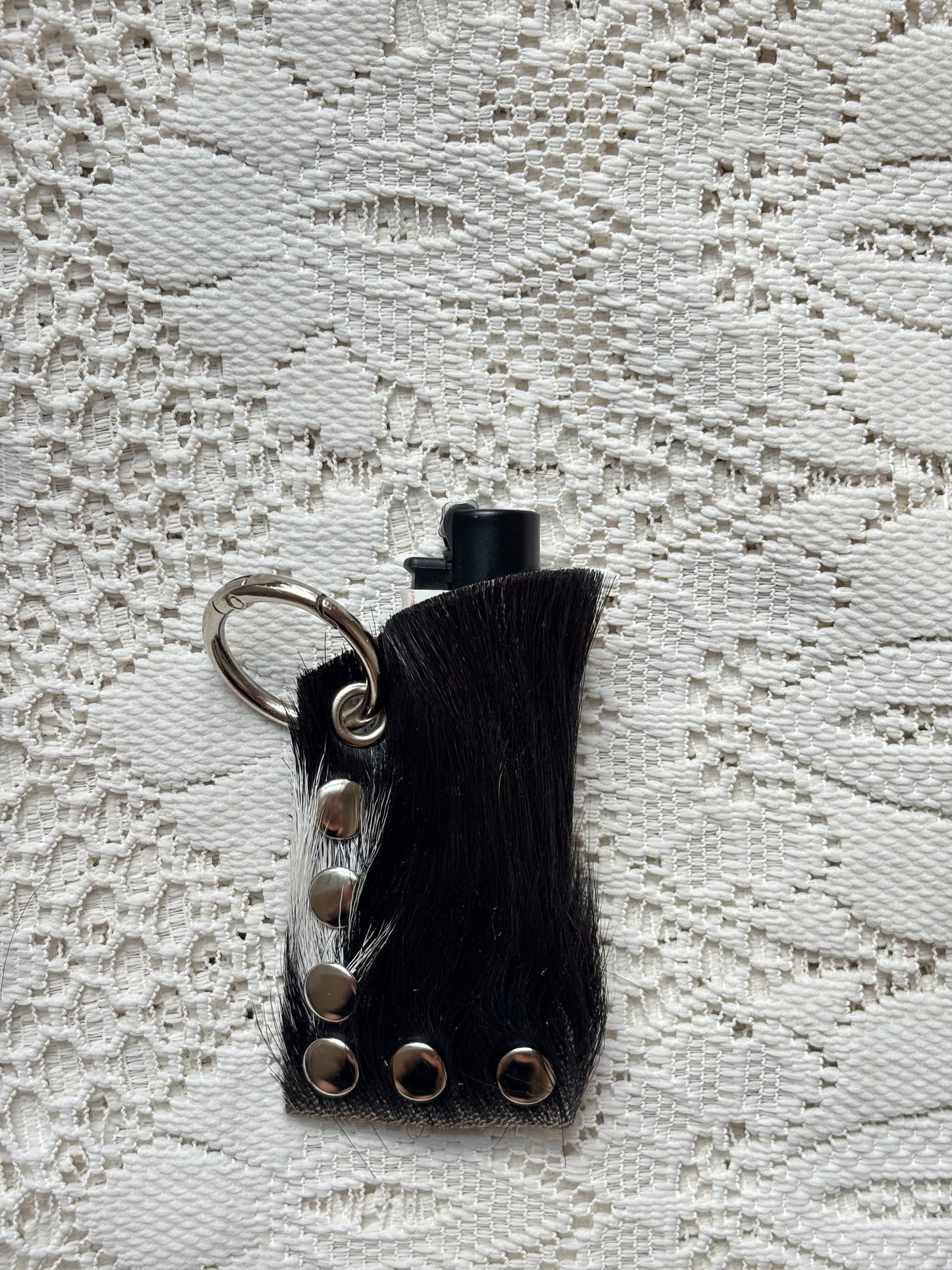 Leather lighter / lipstick keychain