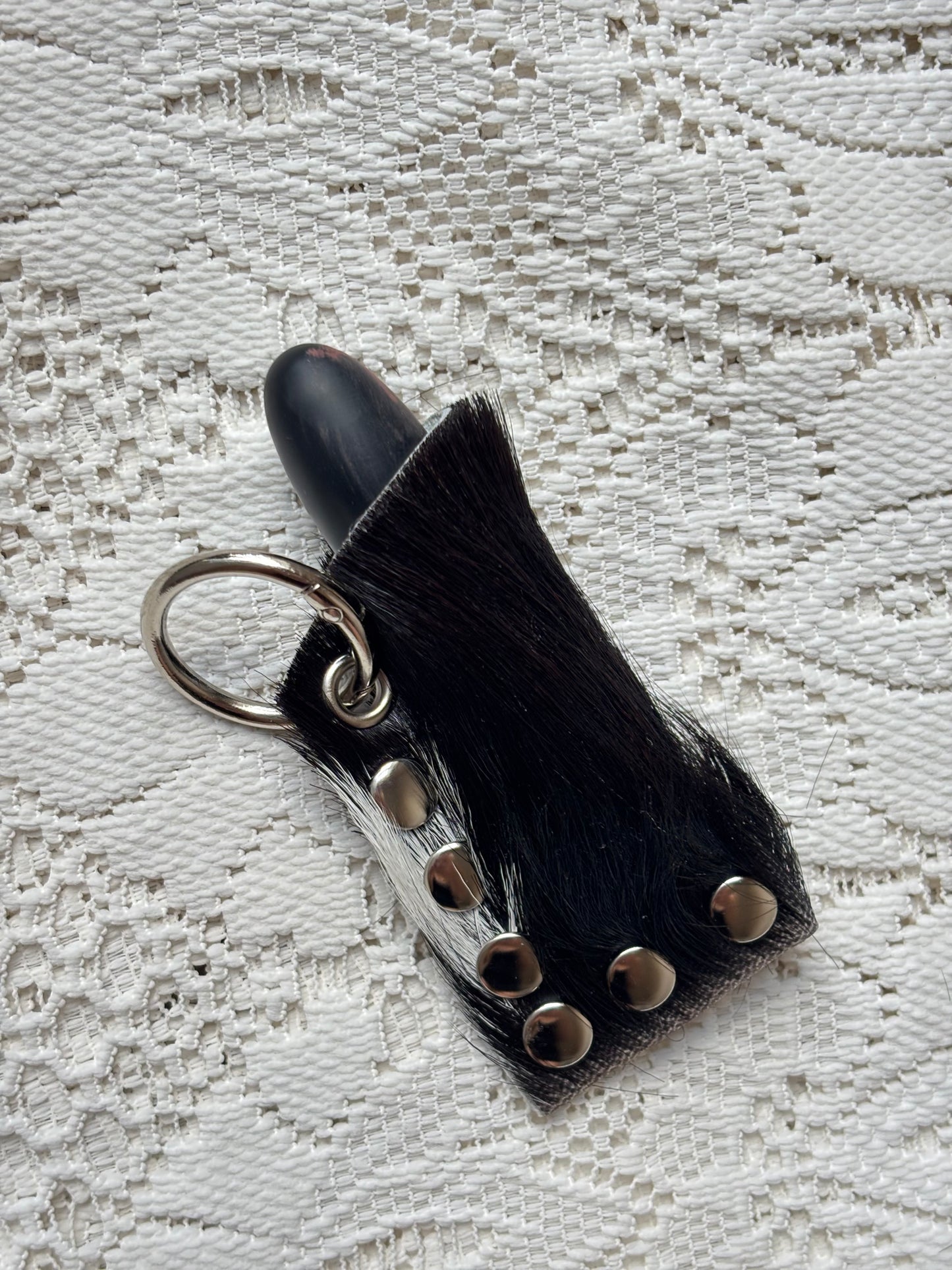 Leather lighter / lipstick keychain