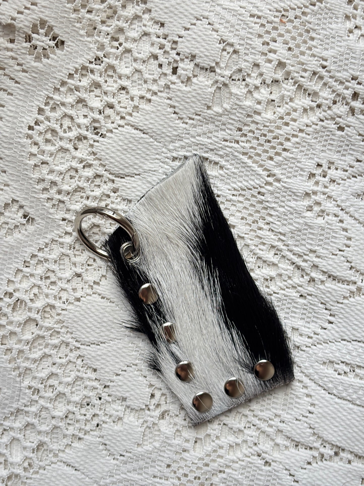 Leather lighter / lipstick keychain bag charm