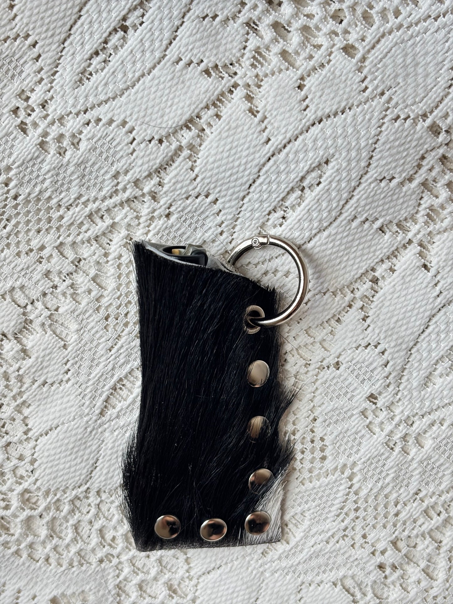 Leather lighter / lipstick keychain bag charm