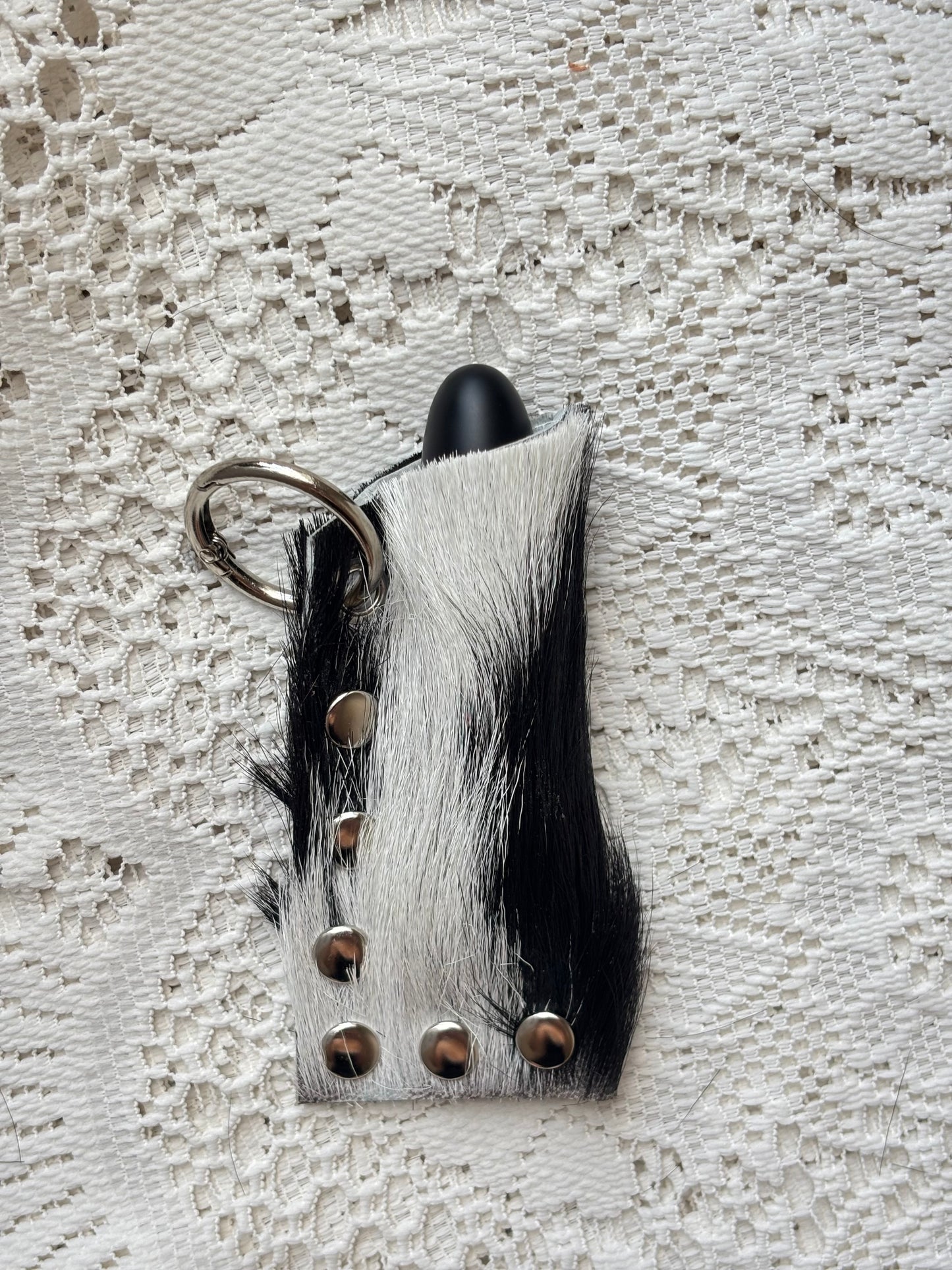 Leather lighter / lipstick keychain bag charm