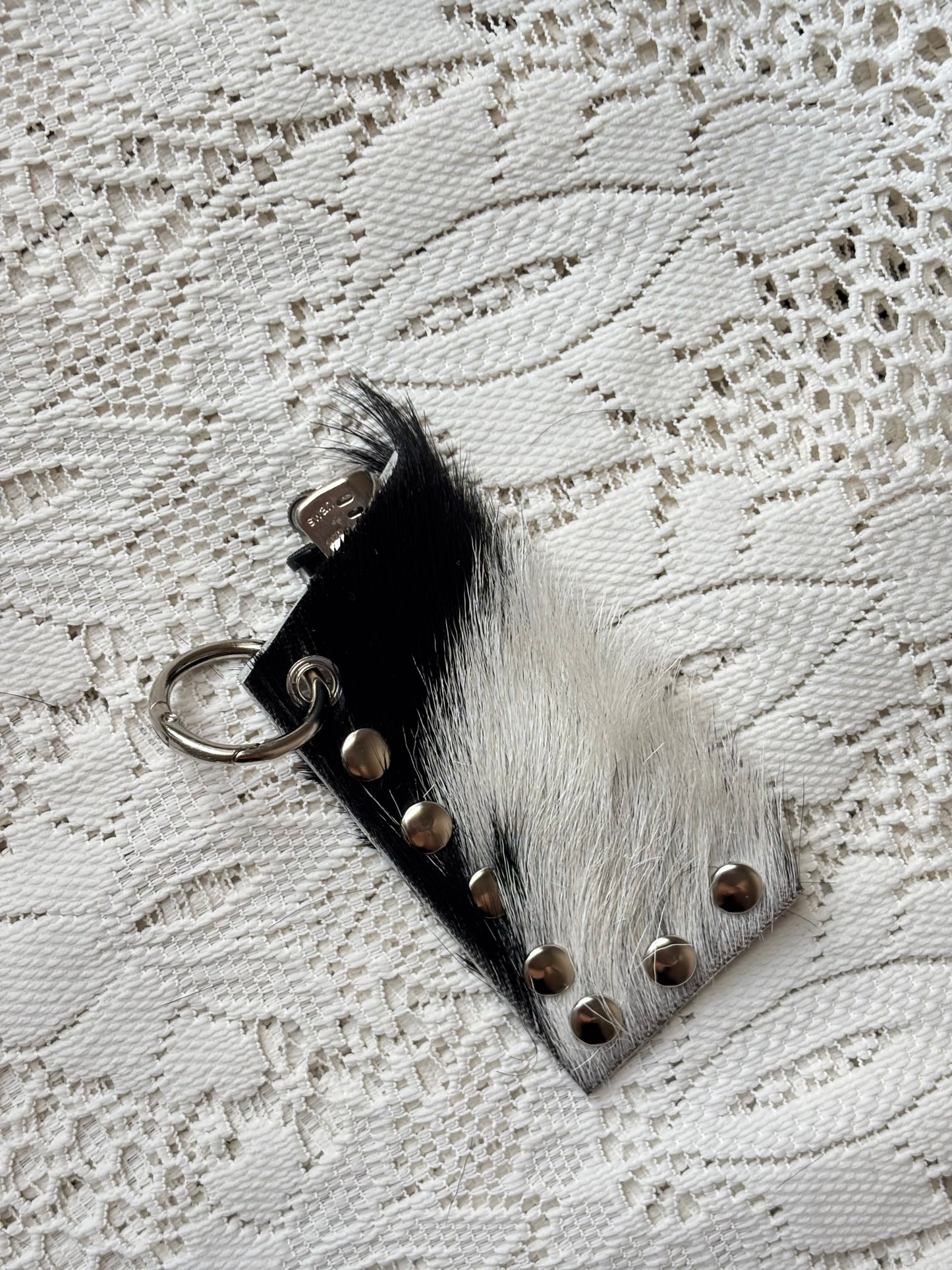 Leather lighter / lipstick keychain bag charm
