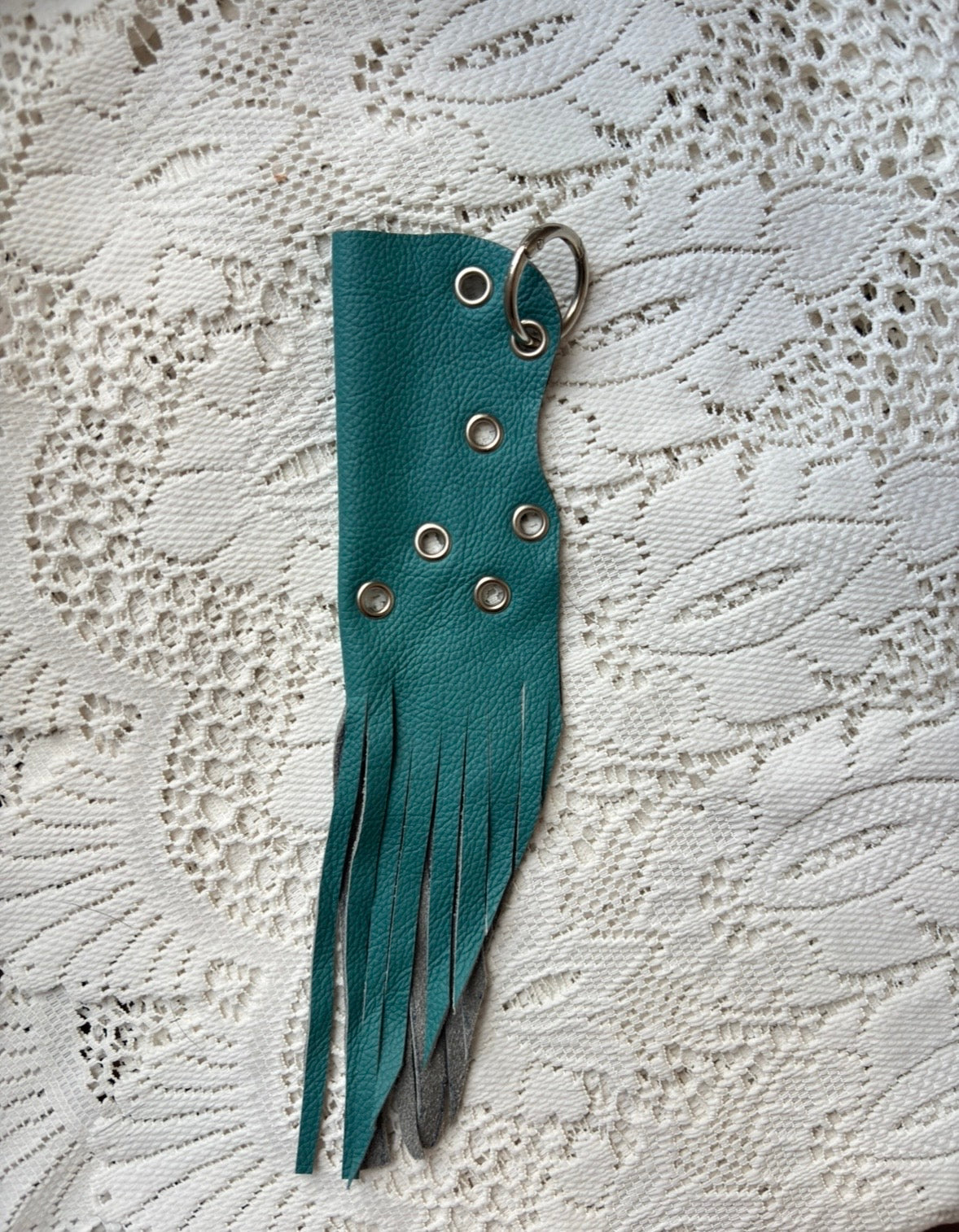 Leather lighter / lipstick keychain bag charm