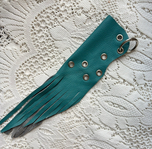 Leather lighter / lipstick keychain bag charm
