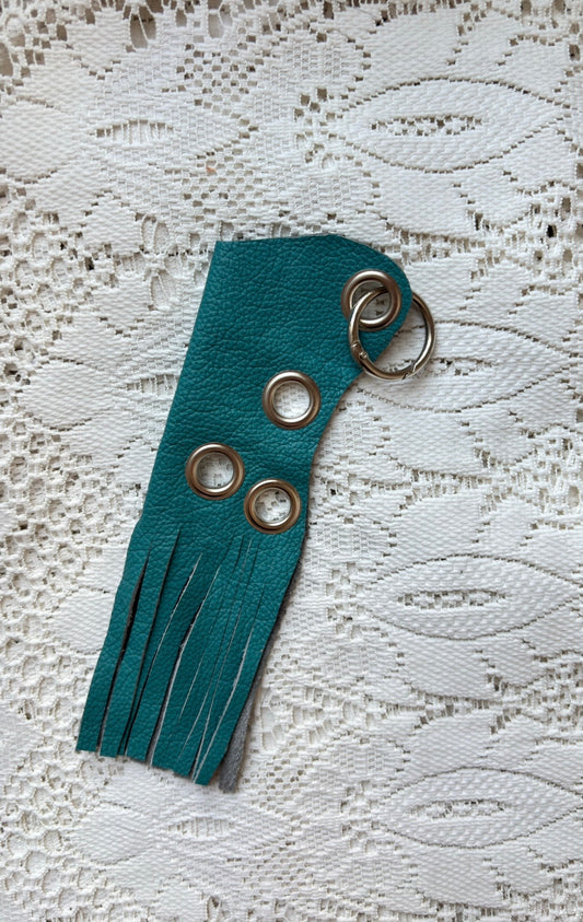 Leather lighter / lipstick keychain bag charm