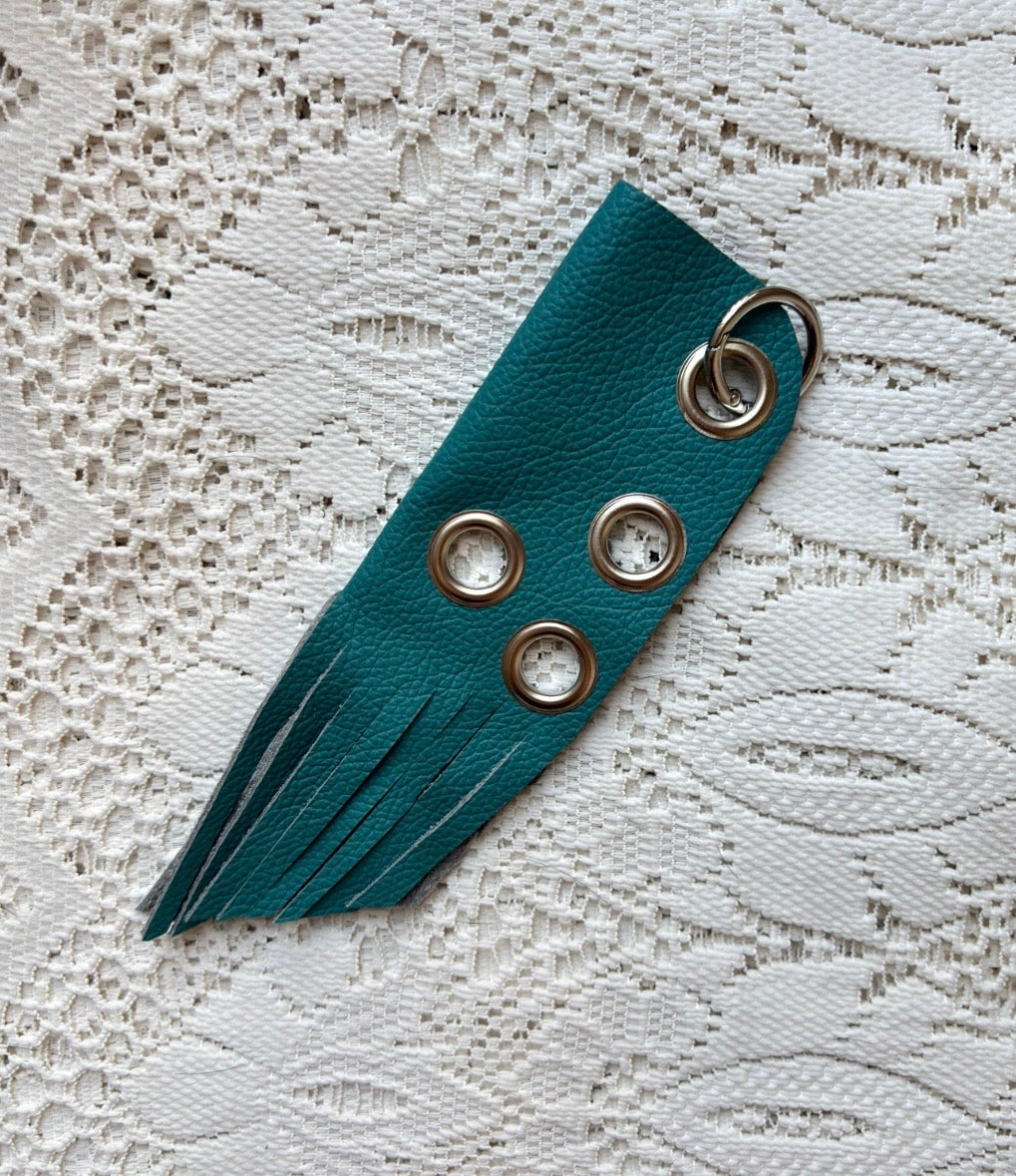 Leather lighter / lipstick keychain bag charm