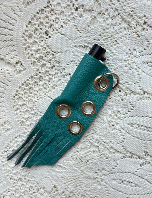 Leather lighter / lipstick keychain bag charm